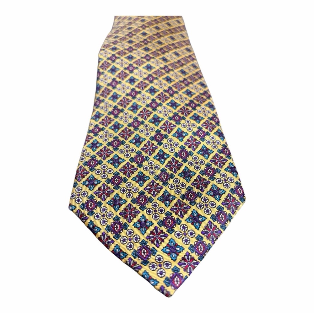 Dior Yellow and Multi Colored Jeweled Patterned Tie